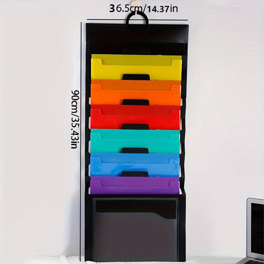 Wall Hanging File Organizer with 6 Removable Poly Hanging File Folders