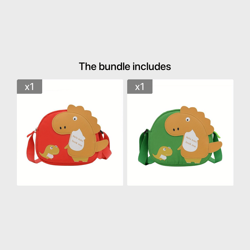 Cartoon Dinosaur Zipper Crossbody Bag for Girls