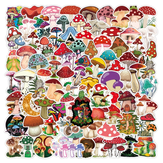 Mushroom Waterproof Stickers for Laptop Water Bottles Bumper