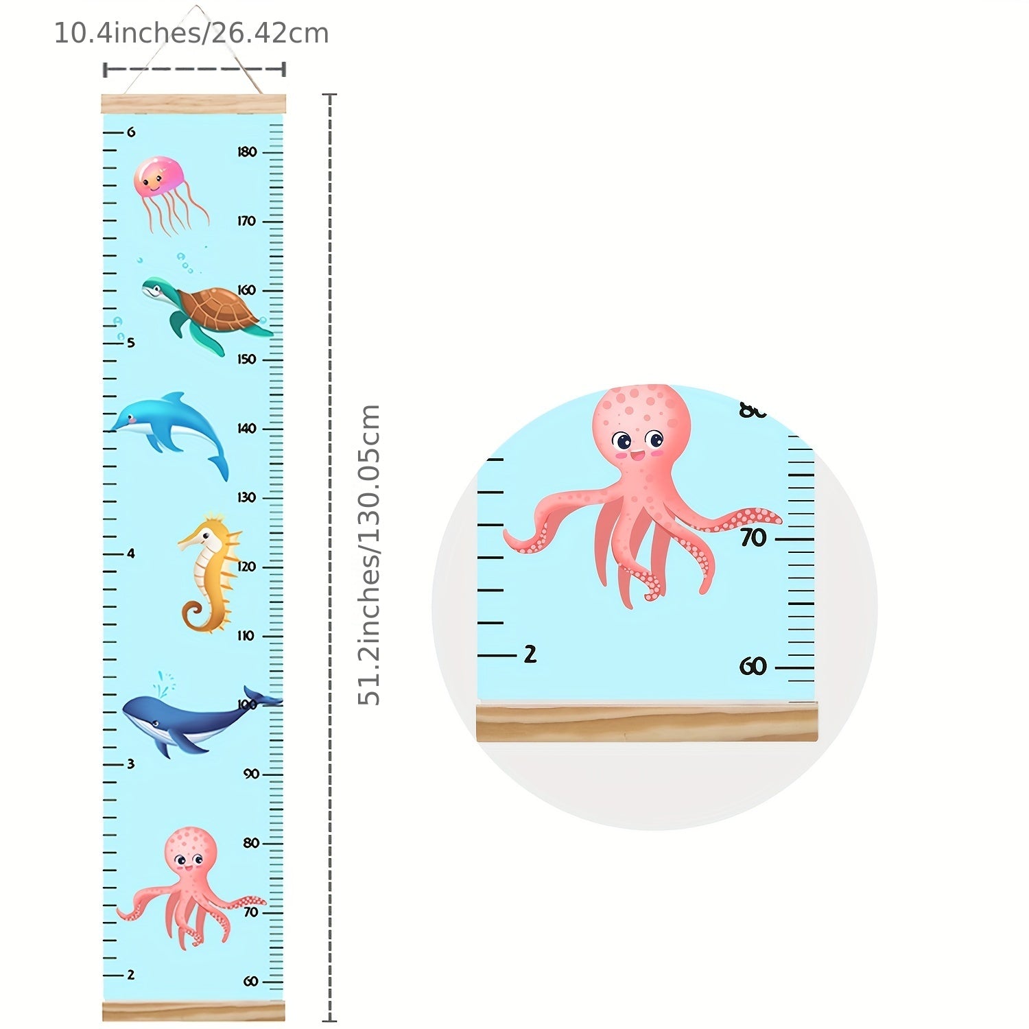 Sea World Canvas Growth Chart Kids Room Wall Decor