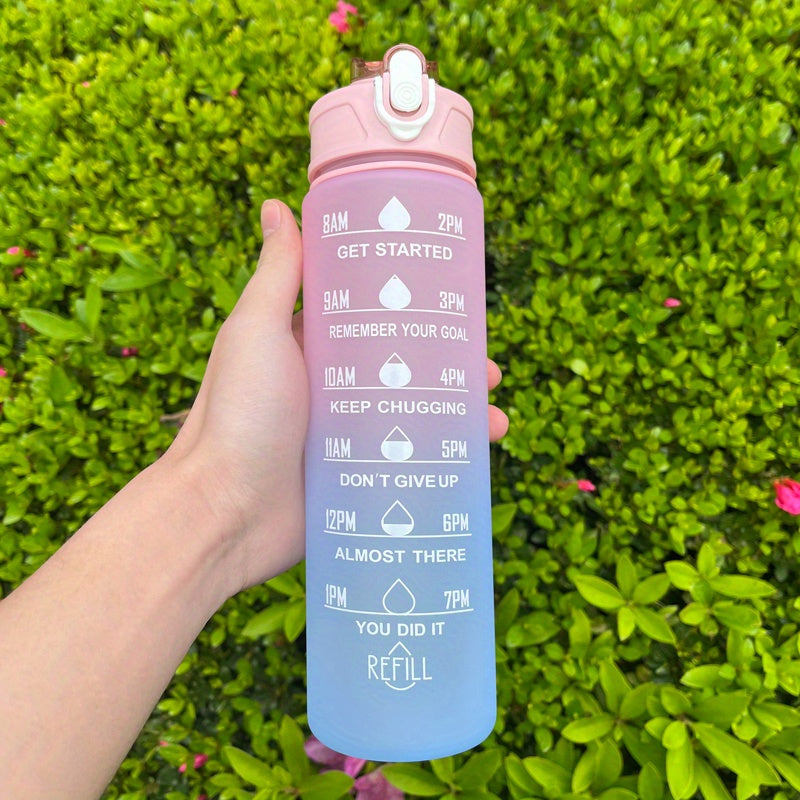Large Capacity Motivational Water Bottle with Straw - Reusable Leakproof Durable