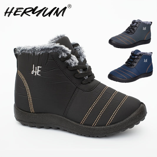 Embroidered Lace up Waterproof Winter Snow Boots for Women