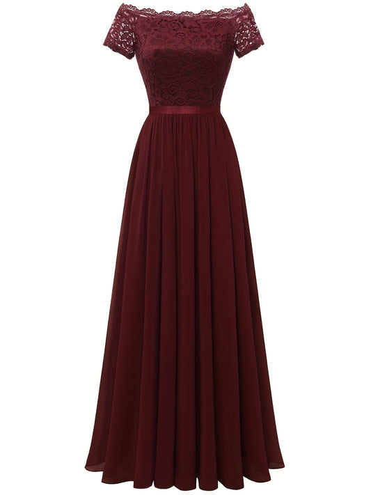Cold Shoulder Lace Bridesmaid Dress Wedding Party Dress