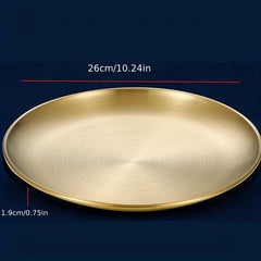 Stainless Steel Dessert Snack Plate Kitchen Dinner Plate Retro Fruit Plate