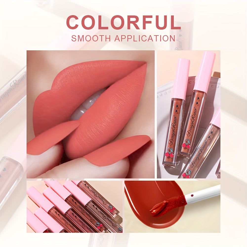 High Pigment Lip Gloss Matte Non-stick Lip Glaze Long Lasting Waterproof