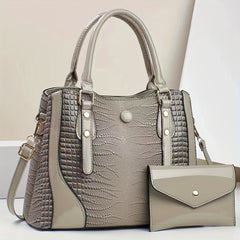 Vintage Crocodile Embossed PU Leather Handbags Set