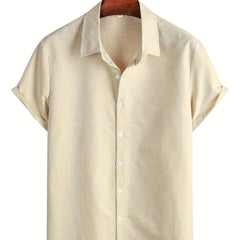 Short Sleeve Solid Button Down Shirt for Work & Comfort