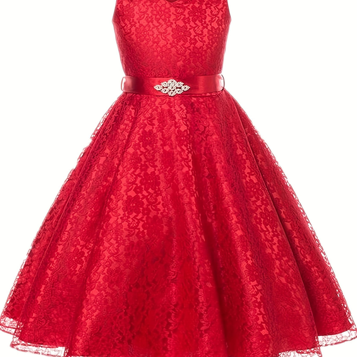 Girls Sleeveless Lace Puffy Princess Dress Wedding Flower Girls