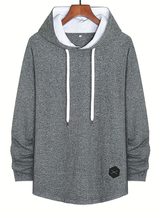 Men's Casual Hoodie Stretchy Long Sleeve Hooded Sweatshirt