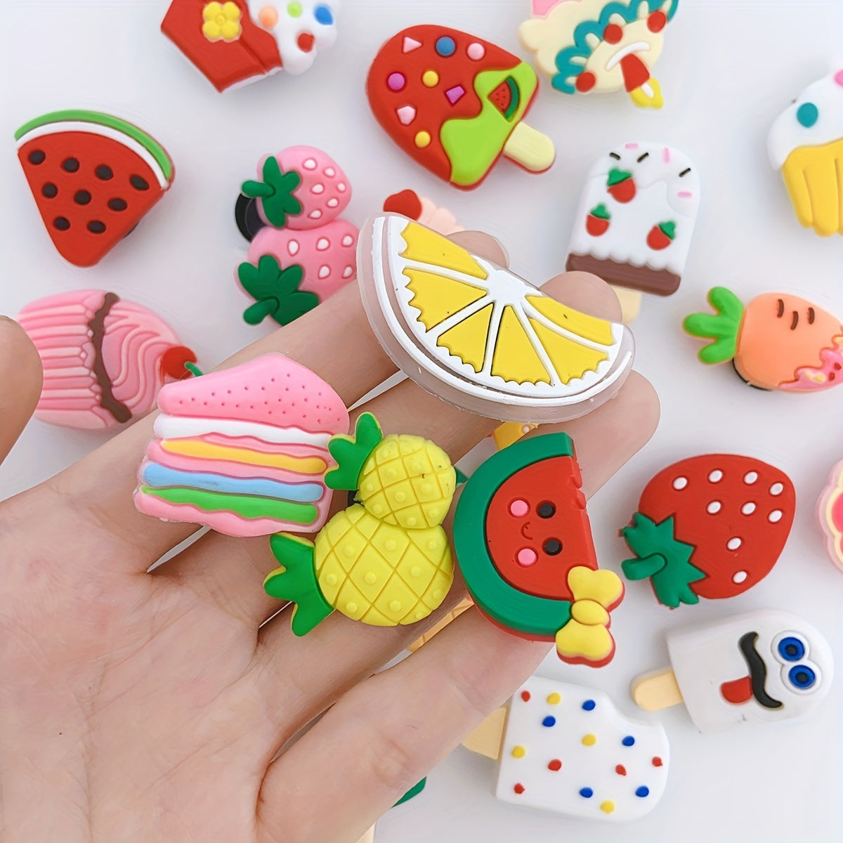 24pcs Cartoon Ice Cream Shoe Charm DIY Decoration Set