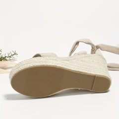 Women's Platform Wedge Sandals Lace Up Espadrille Heels