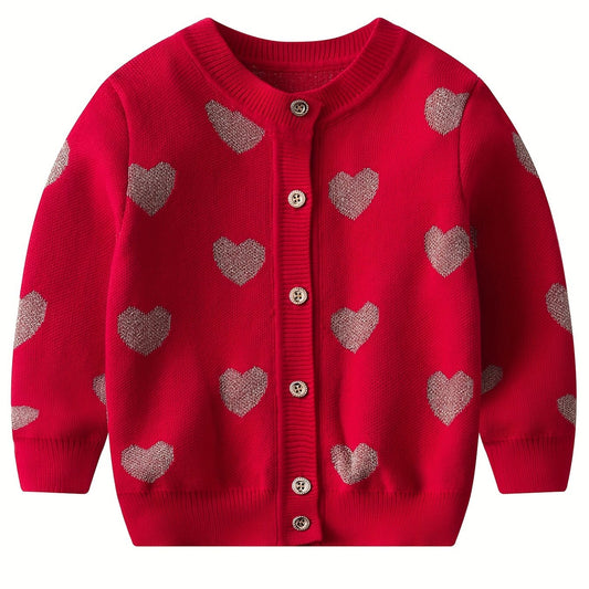 Toddler Girls' Knit Sequin Star Button Sweater