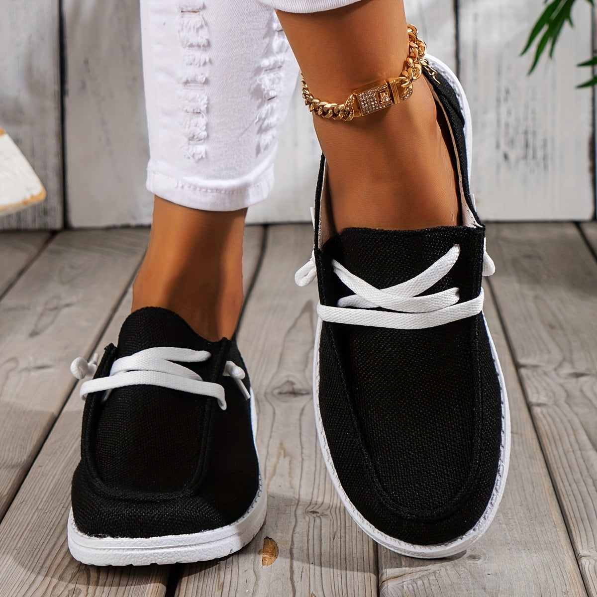 Women's Lace Up Loafer Shoes Lightweight Slip On Shoes Women's Outdoor Footwear