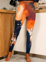 Women's Plus Cat Print High Rise Skinny Trousers