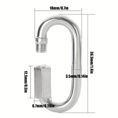 3pcs D Ring Carabiner Clip Stainless Steel Chain Locking Carabiner Keychain