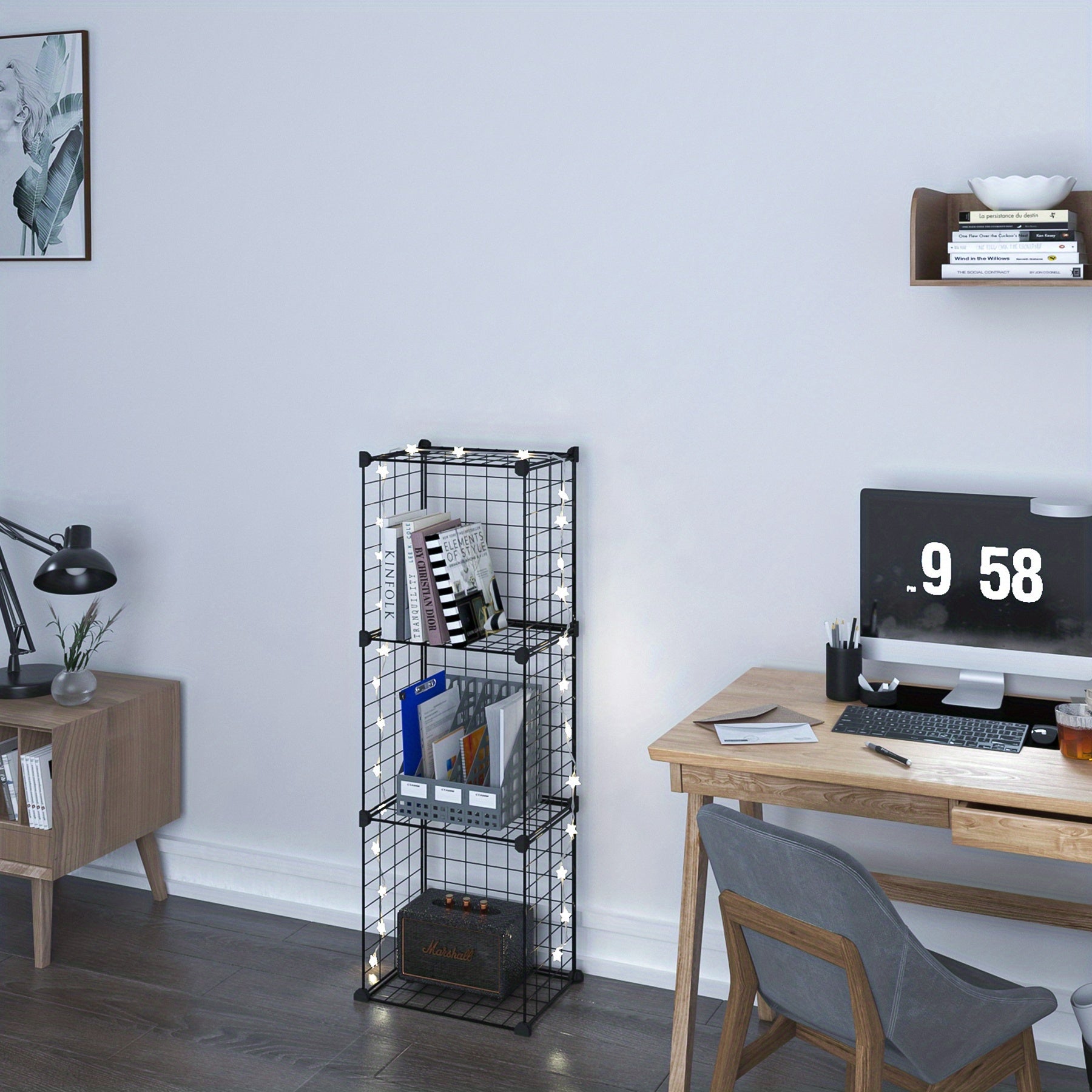 DIY Assembled Storage Rack Vertical Bookcase for Living Room Study Office