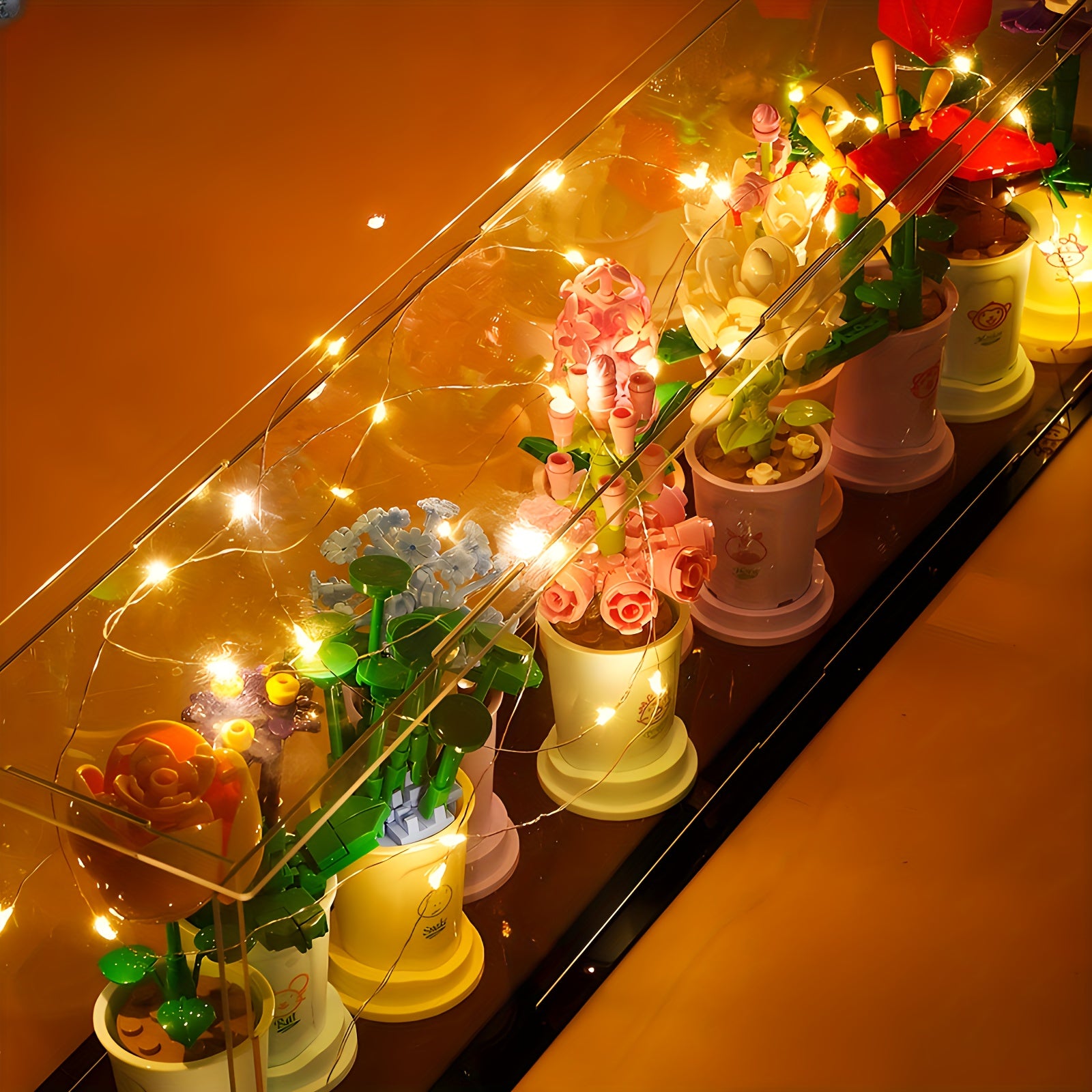 Office Building Block Flower Desktop Decoration Christmas Gift
