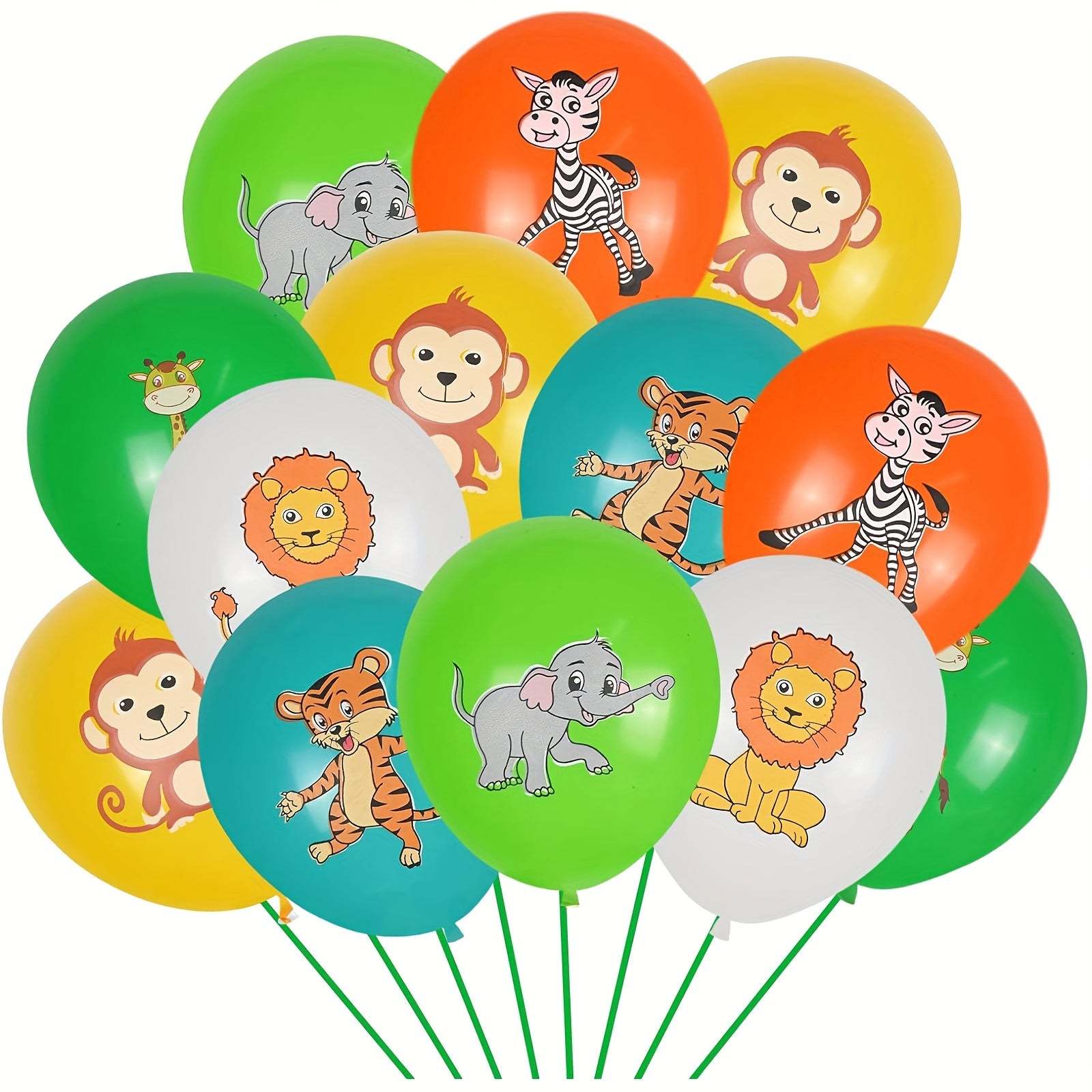 30pcs Jungle Animal Latex Balloons Set with Ribbon