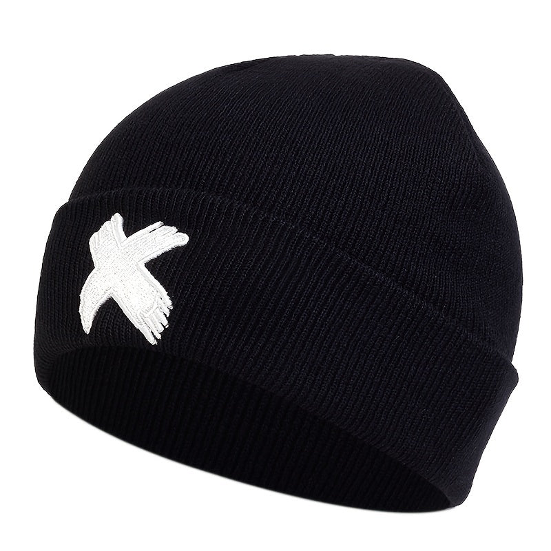 Men's X Embroidered Soft Knitted Winter Warm Hat