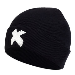 Men's X Embroidered Soft Knitted Winter Warm Hat