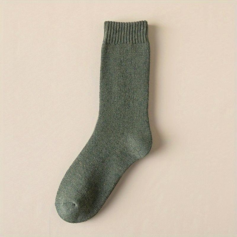 5 Pairs Women's Comfy Solid Mid Tube Socks Stockings Warm & Soft