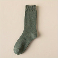 5 Pairs Women's Comfy Solid Mid Tube Socks Stockings Warm & Soft