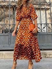  Casual Dress Women's Plus Allover Print Surplice Neck Dress