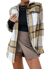 Plaid Button Front Jacket for Fall & Winter