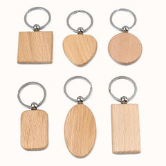 Wood Keychain Wooden Pendant Creative Small Gift DIY Engraved