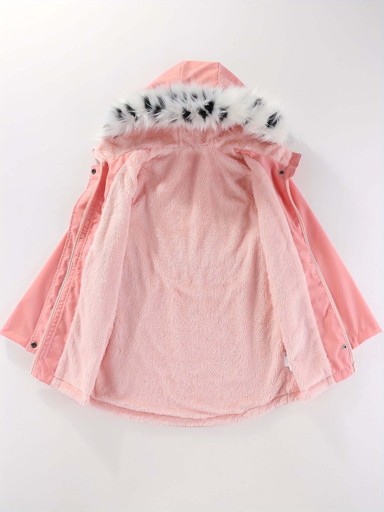 Toddler Girls Fleece Hooded Jacket Coat For Fall Winter