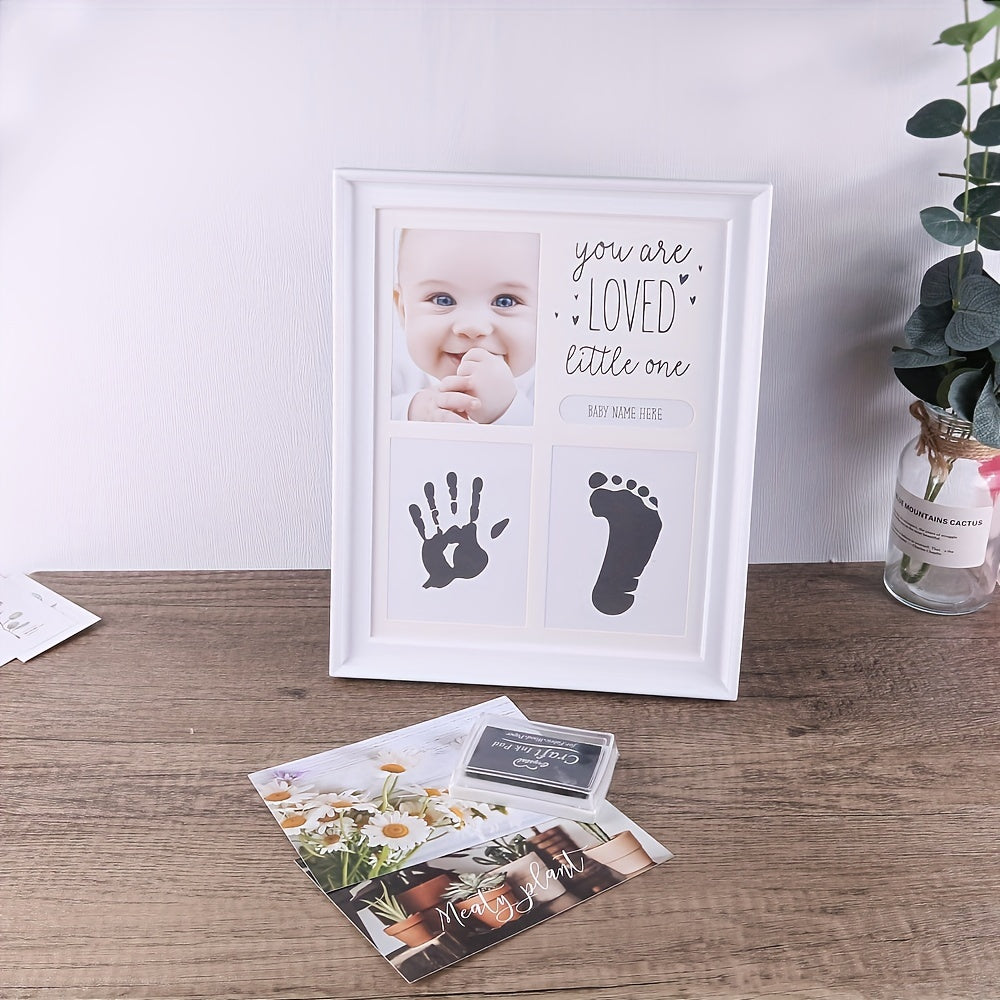 Newborn Hand & Foot Print Mud Photo Frame for Baby Full Moon 100 Days Souvenir
