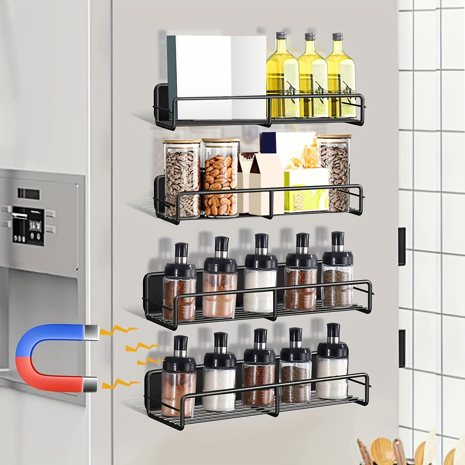 Magnetic Spice Rack Organizer for Fridge and Microwave