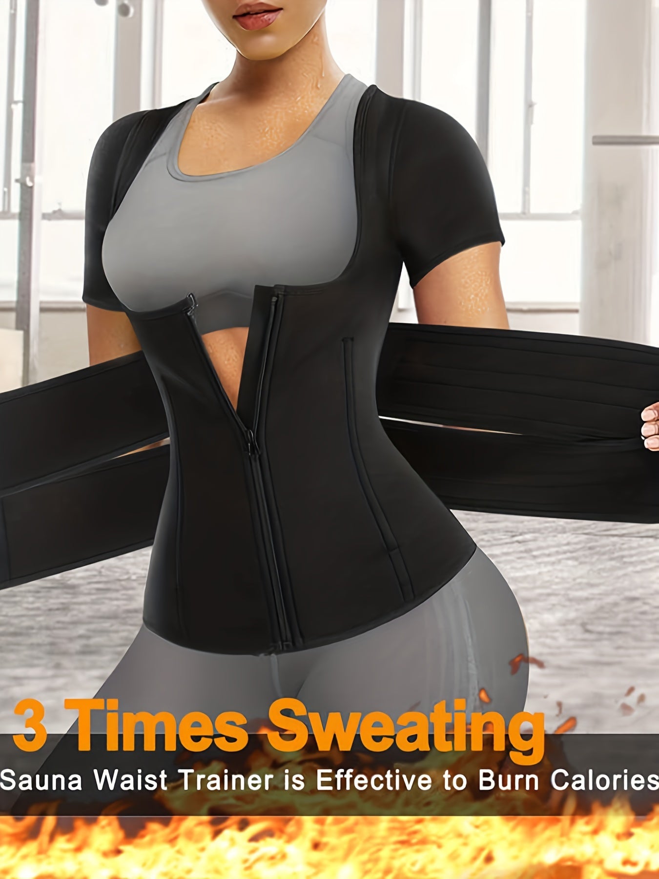 Women's Seamless Waist Trainer Corset Gym Vest with Double Belts