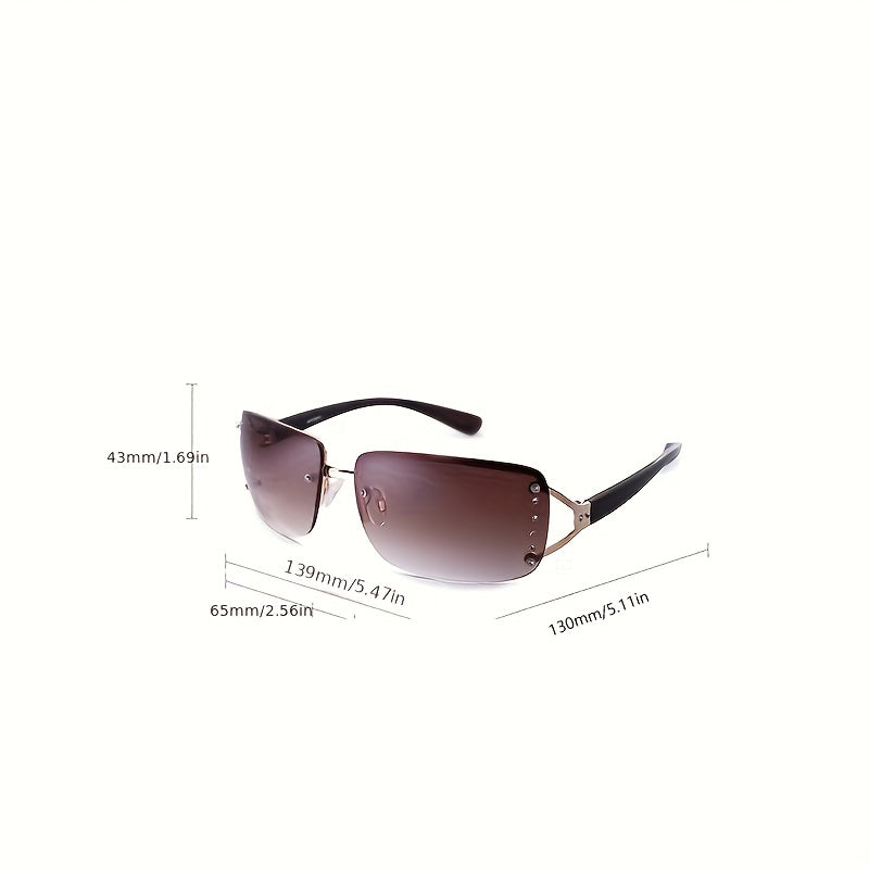 Y2K Rimless Sunglasses Cyberpunk UV400 Sun Shades Wrap Around