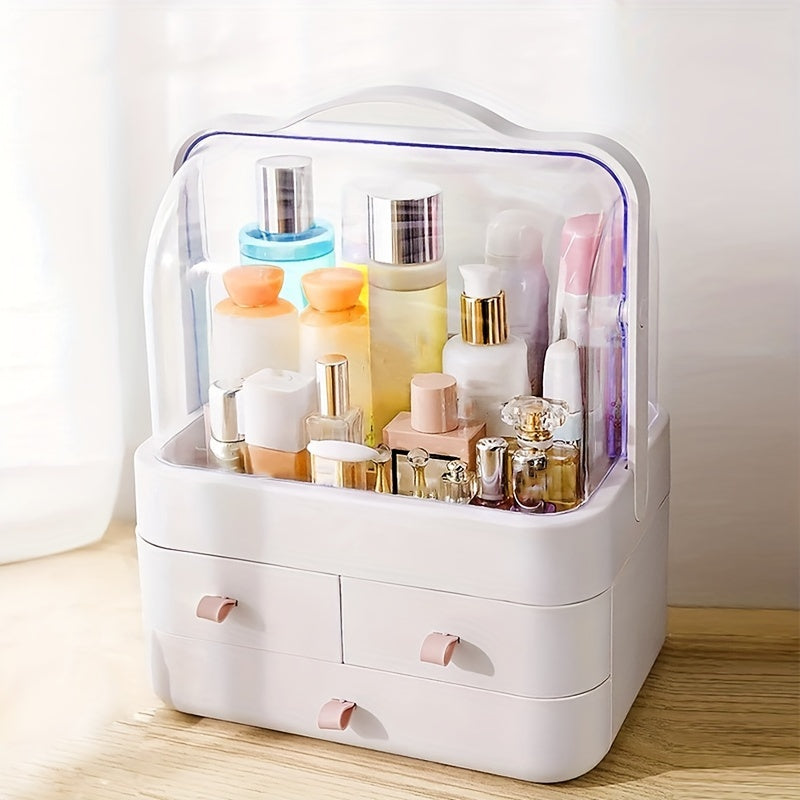 Large Capacity Makeup Organizer with Drawer and Lid