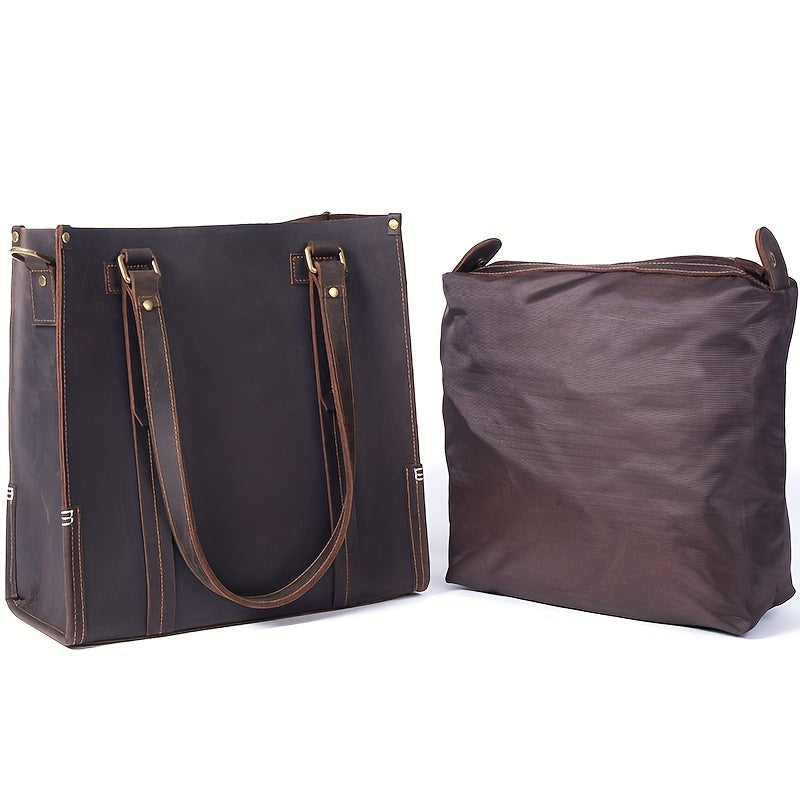 Genuine Leather Men's Tote Bag Shoulder Bag Briefcase