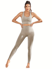 Yoga Sports Bra & High Waist Leggings Set