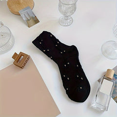 5 Pairs Floral Print Socks Comfy & Breathable Textured Women's Stockings