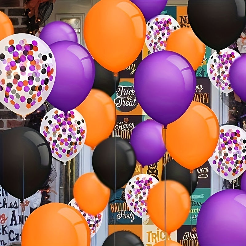60pcs Orange Latex Balloons & Confetti Balloons for Halloween Party