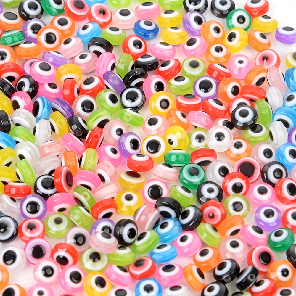 50-100pcs Evil Eye Beads Oval Spacer Resin DIY Charms for Jewelry Making