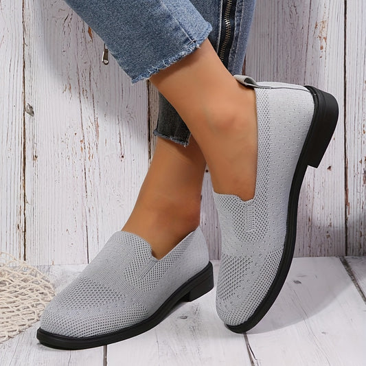 Women's Knitted Flat Shoes Soft Sole Slip On Shoes Comfy Outdoor Flats
