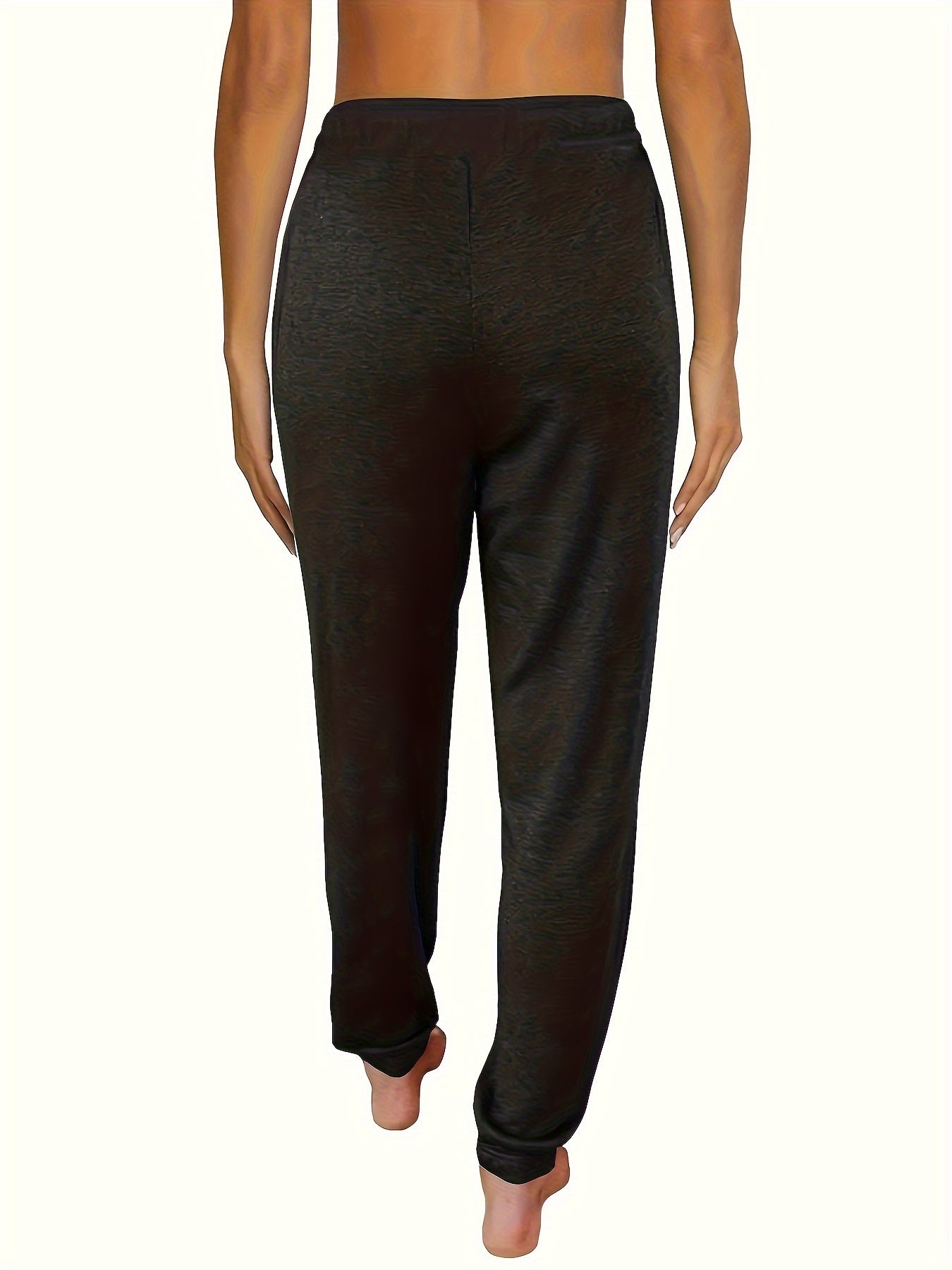 Women's Plus Solid Drawstring Elastic High Rise Jogger Trousers