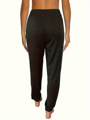 Women's Plus Solid Drawstring Elastic High Rise Jogger Trousers