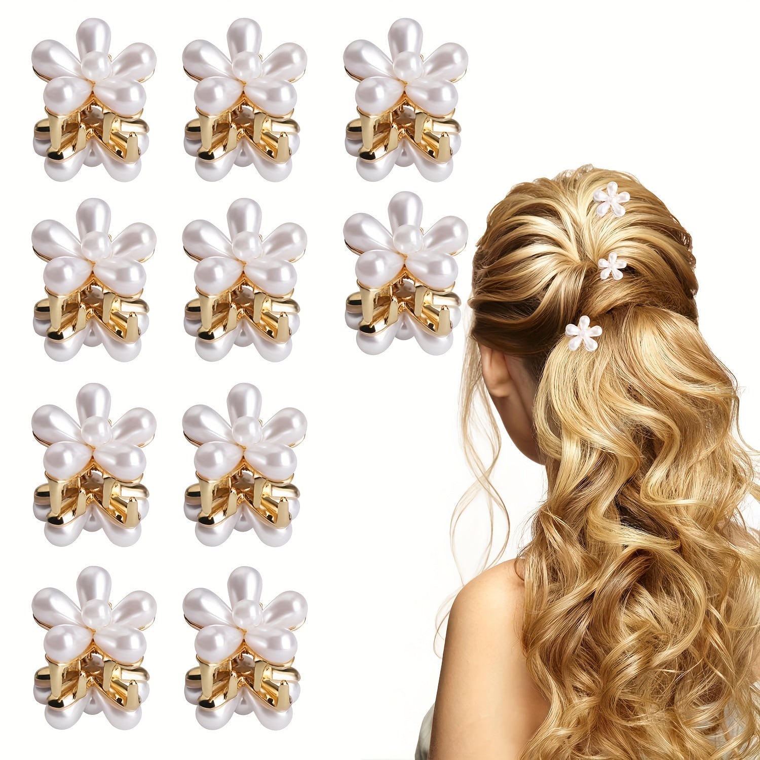 10PCS Flower Hair Claw Mini Hair Claw Braid Hair Clip Bangs Clip