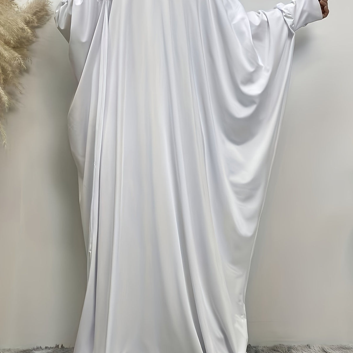  Casual Abaya Dress Women's Plus Solid Long Sleeve Maxi Dress