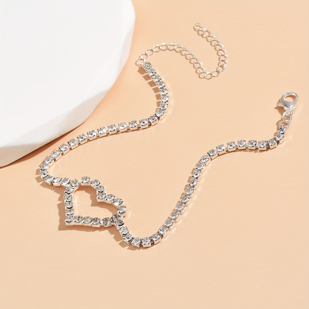 Rhinestone Chain Love Anklet Beach Silver Anklet