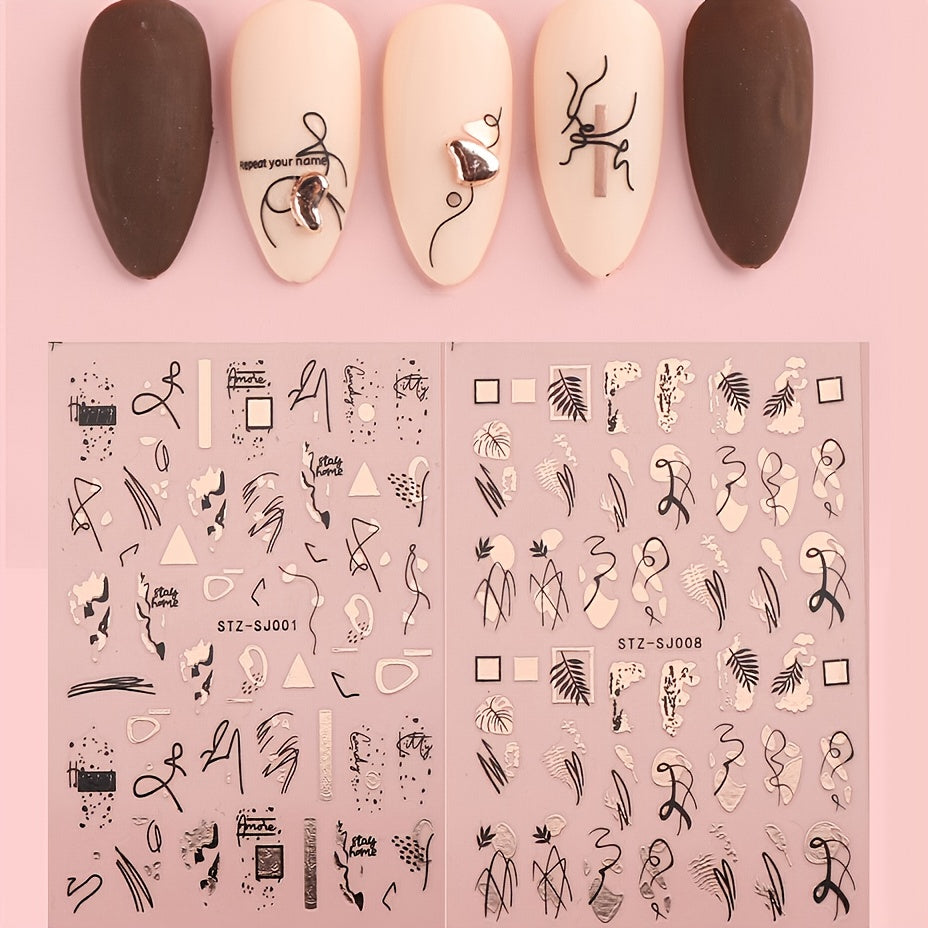 Geometric 3D Nail Art Stickers - Easy to Apply Abstract Decals