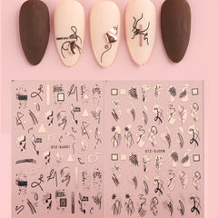 Geometric 3D Nail Art Stickers - Easy to Apply Abstract Decals