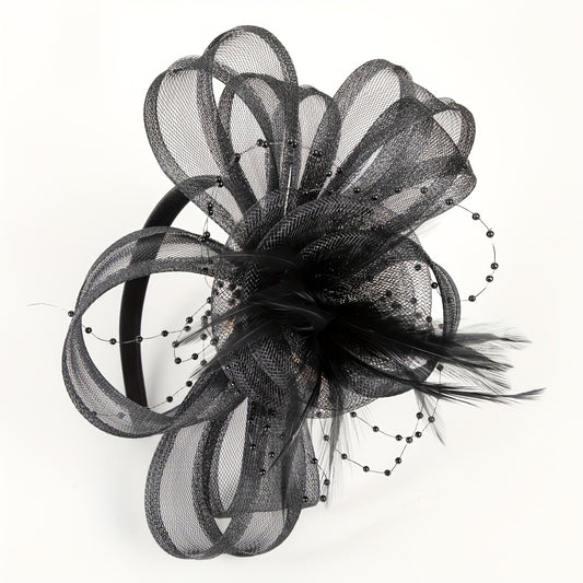 Women Faux Feather Headband Birthday Horse Race Wedding Hat Derbyhat