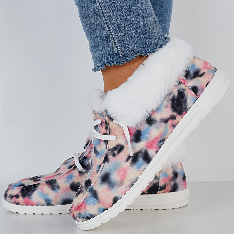 Women's Tie Dye Non-Slip Walking Sneakers Comfortable Warm Sport Shoes